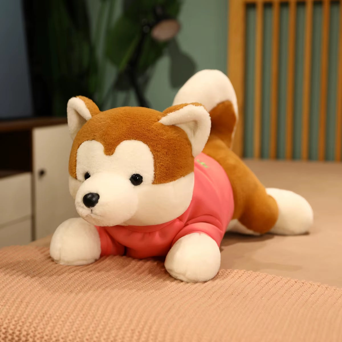 High Quality Cute Lying Akita Dog Plush Toys Stuffed Animal Shiba Inu Chai Dog Sleep Boyfriend Pillow Doll Girls Gift