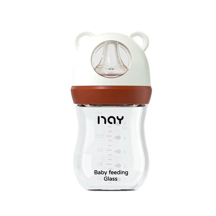 Newborn Glass Feeding Bottle Wide Caliber Anti-Flatulence Nursing Anti-Choke Baby Bottle Infant BPA Free 0-6 Month Glass Bottle