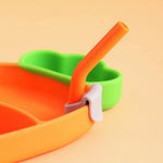 Children Carrot Silicone Tableware Feedingbaby Dinner Bowl Cartoon Plate Training Spoon Fork Infant Toddler Self Feeding Tool