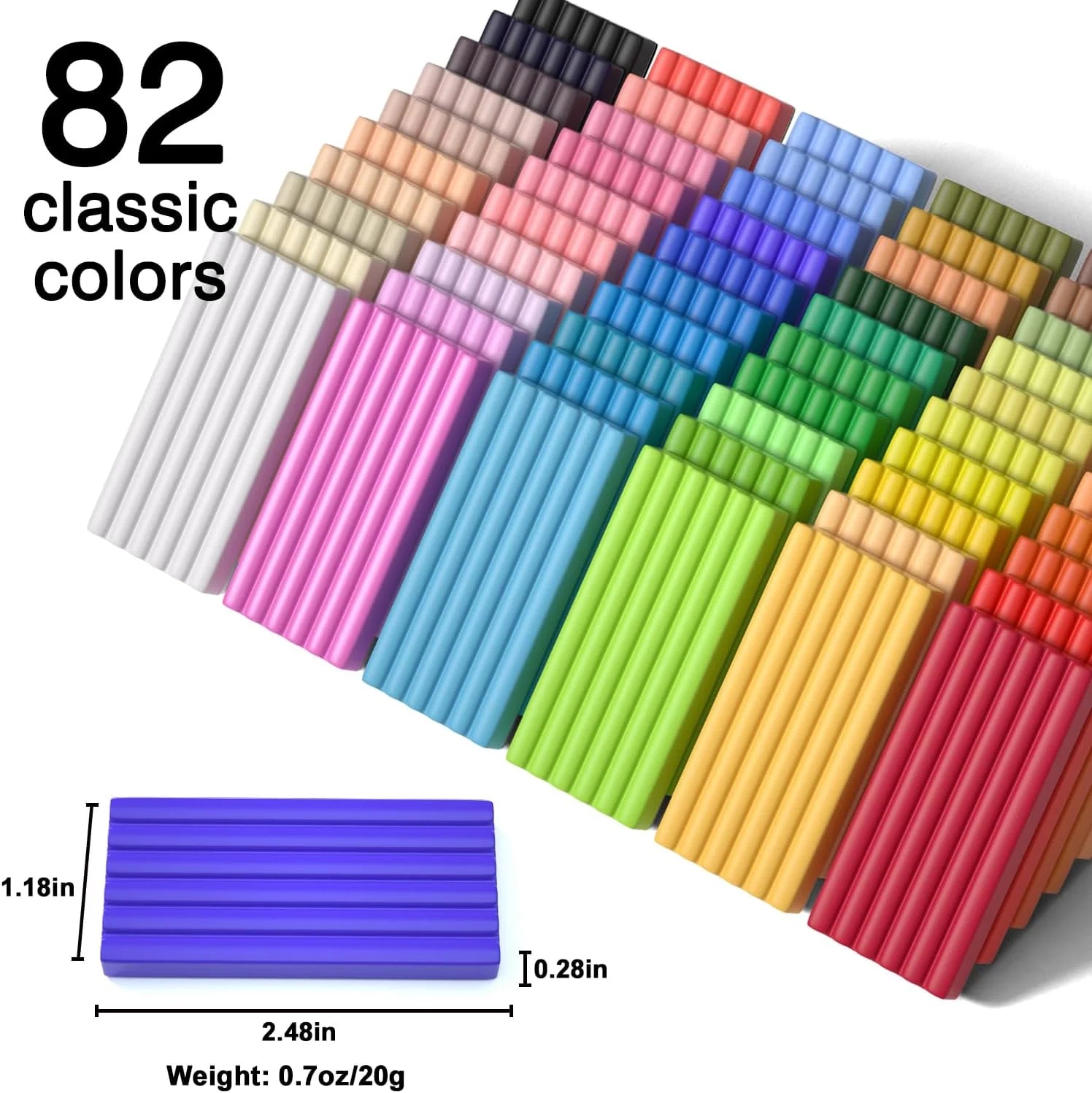 Polymer Clay,  82 Colors Oven Bake Modeling Clay, Creative Clay Kit with 19 Clay Tools and 16 Kinds of Accessories, Non-Toxic, Non-Sticky, Ideal DIY Art Craft Clay Gift for Kids Adults