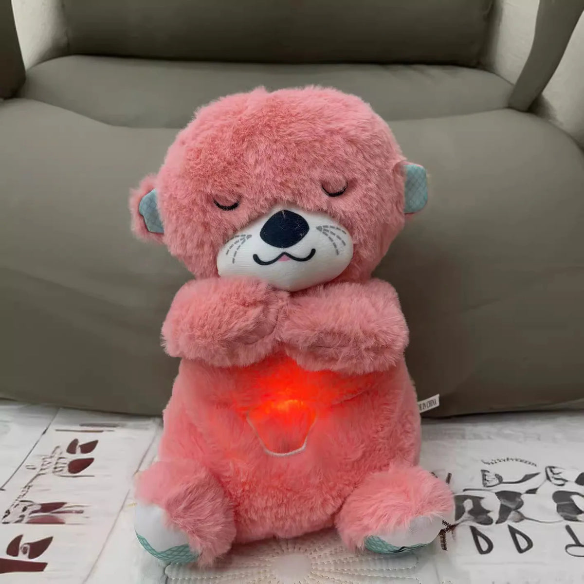 Baby Plush Doll Breathing Bear Newborn Soothing Sleep Playmate Otter Toy Kids Music Sleeping Companion Sound Light Doll Toy Gift