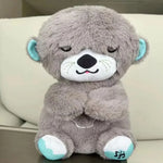 Baby Plush Doll Breathing Bear Newborn Soothing Sleep Playmate Otter Toy Kids Music Sleeping Companion Sound Light Doll Toy Gift