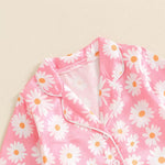 Children Girl Pajama Sets Kids Flower Print Lounge Outfits Daisy Print Long Sleeve Tops Pants Set Toddler Sleepwear