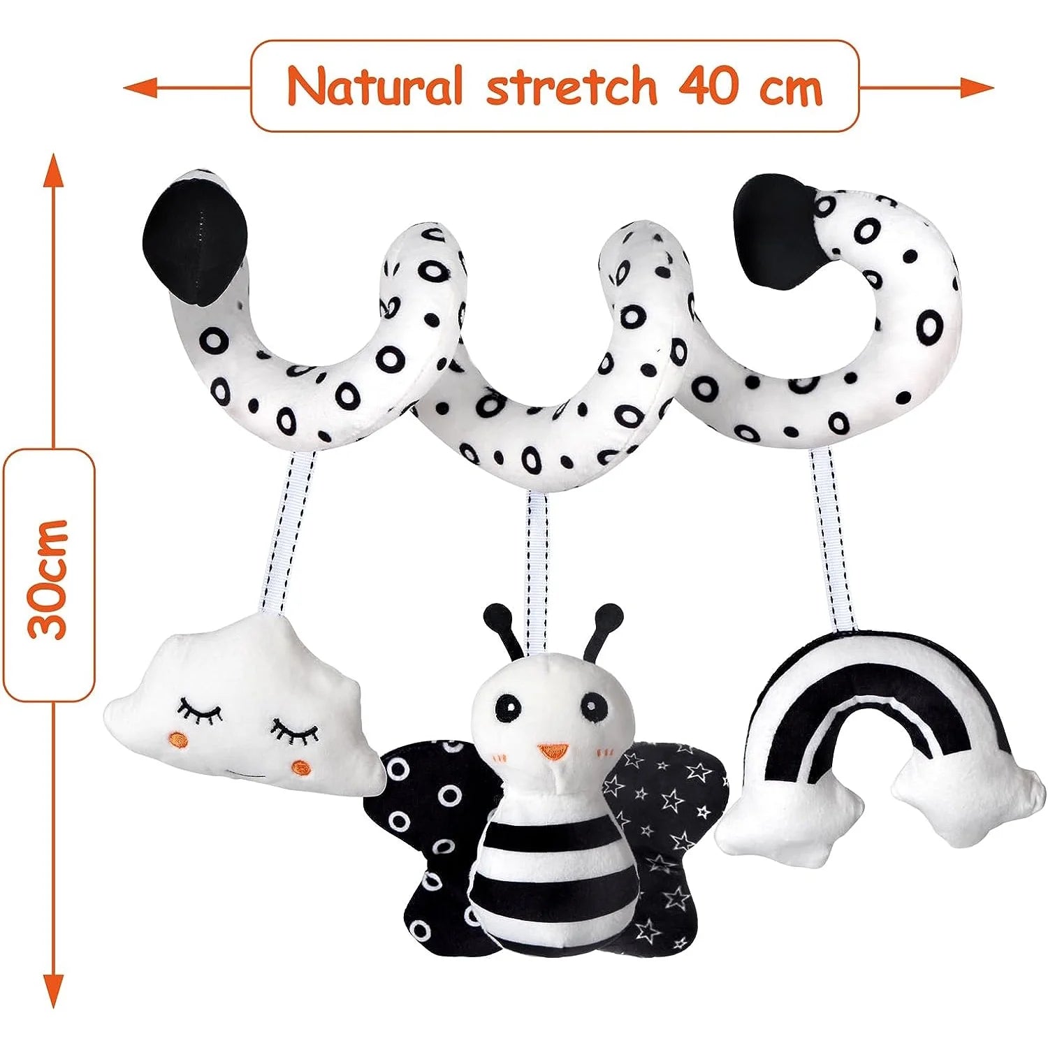 Baby Car Seat Toys, Infant Activity Spiral Toys Hanging Stroller Toys for Baby with Musical, Plush Activity Toys Toys for Newborn Baby 0 3 6 12 Months