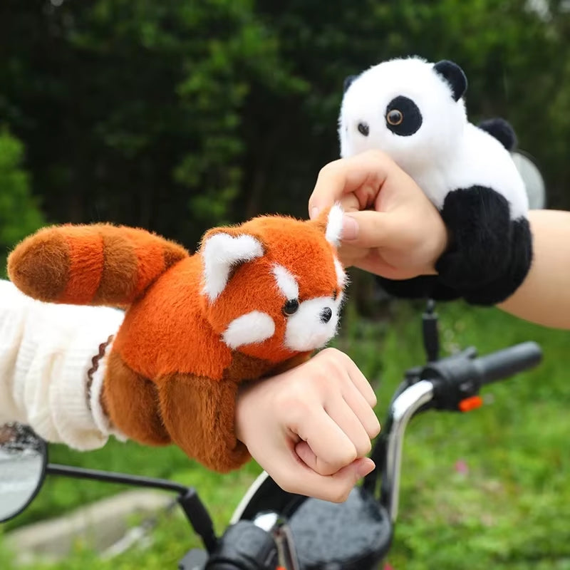 Creative Stuffed Animals Raccoon Fox Husky Cat Monkey Papa Circle Toy Wrapped around Arm Doll Toys for Kids Birthday Gift