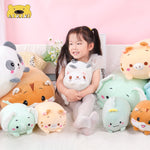 23.6 Inch Cute White Cat Plush Stuffed Animal Cylindrical Body Pillow,Super Soft Cartoon Hugging Toy Gifts for Bedding, Kids Sleeping Kawaii Pillow